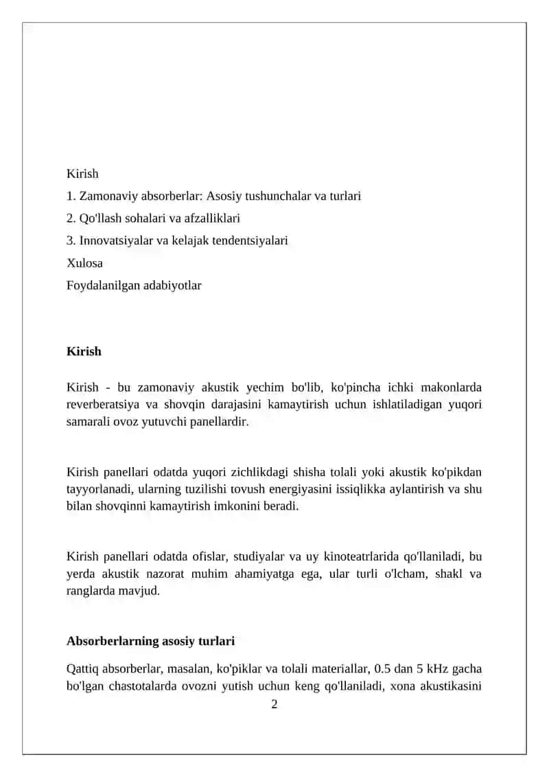 Zamonaviy absorberlar 2