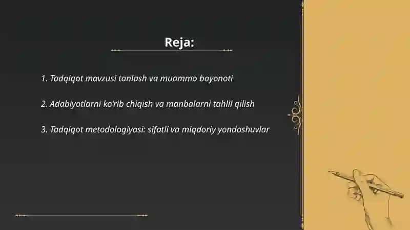 Tadqiqot mavzusi tanlash va muammo bayonoti 2