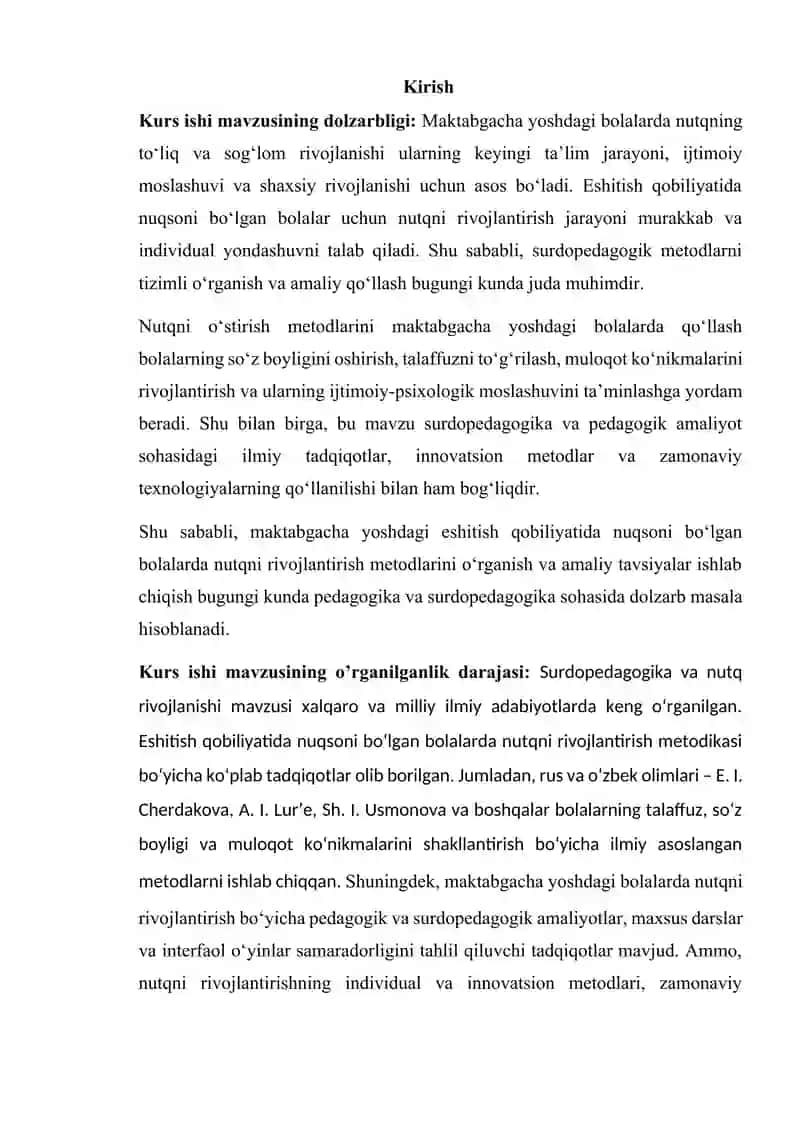 Maktabgacha  surdopedagogikada nutq o'stirish metodlari 2