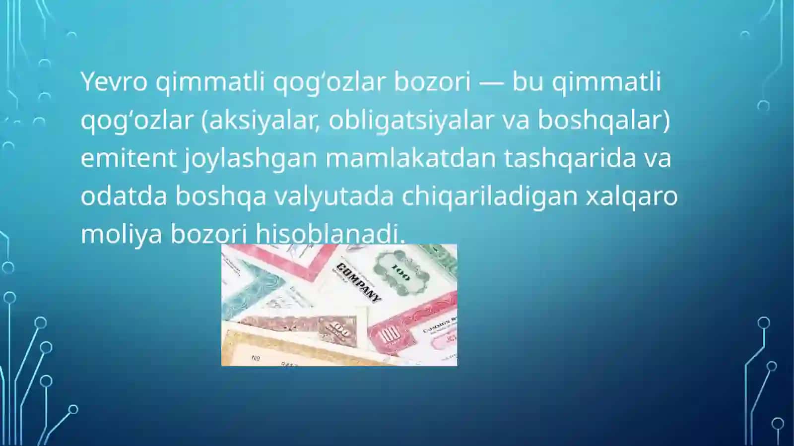 YEVROPA QIMMATLI QOG’OZLAR VA YEVRO OBLIGATSIYALAR BOZORI 2