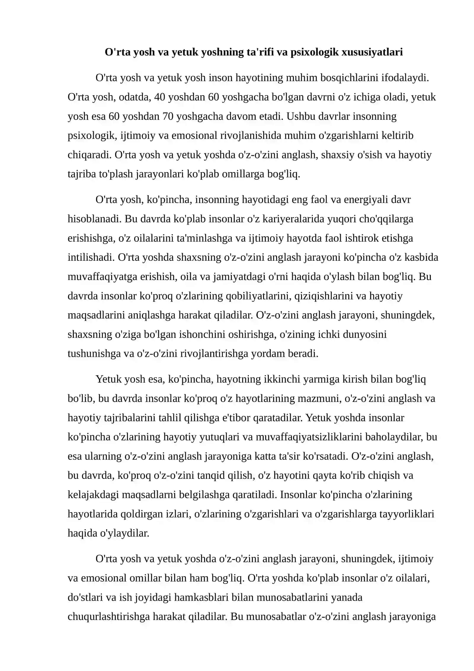 O'rta yosh va yetuk yoshning ta'rifi va psixologik xususiyatlari 2