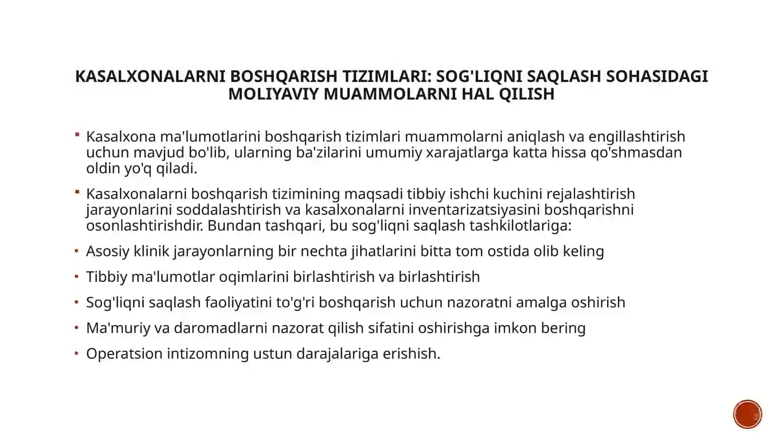 Kasalxonalarni boshqarish dasturi 2
