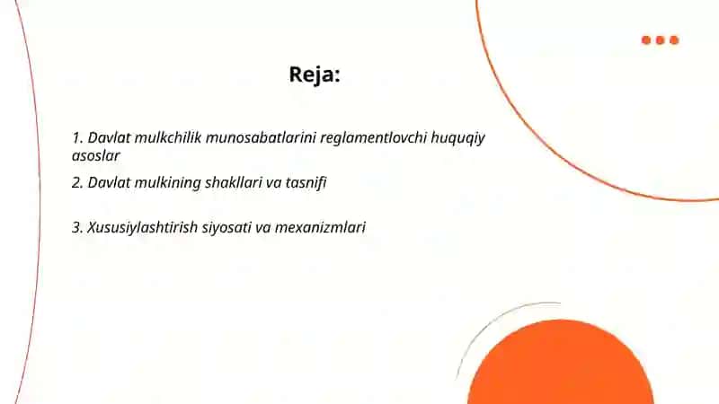 Davlatning mulkchilik munosabatlarini tartibga solish siyosati 2