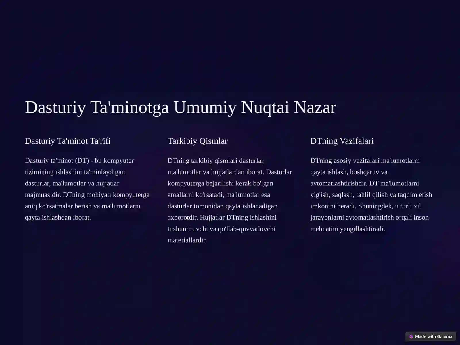 Informatikaning Dasturiy Ta'minoti va Rivojlanish Istiqbollari 2