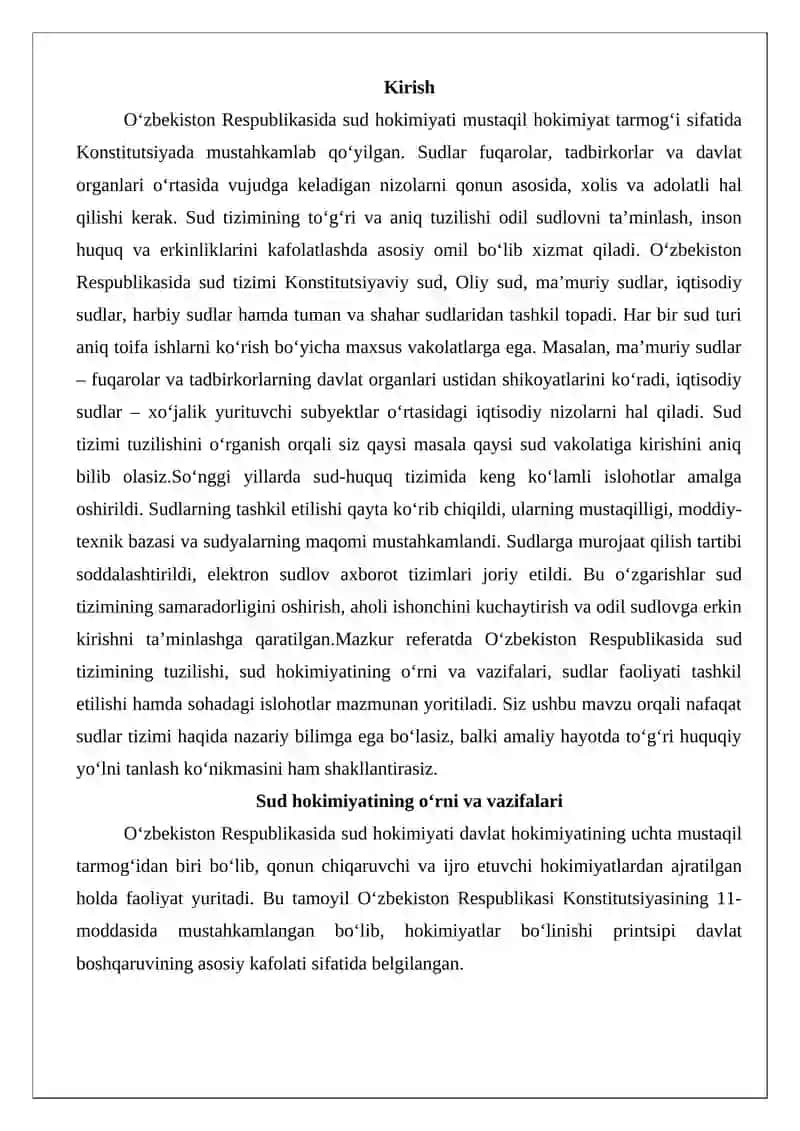 O‘zbekiston Respublikasida sud tizimini tuzilishi 2