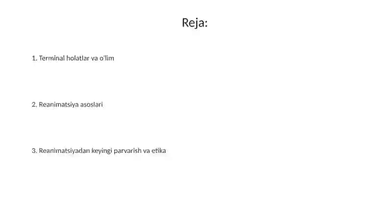 Terminal holatlar va reanimatsiya asoslari 2