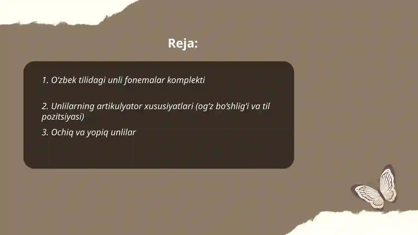 O’zbek tilida unli tovushlar tizimi 2