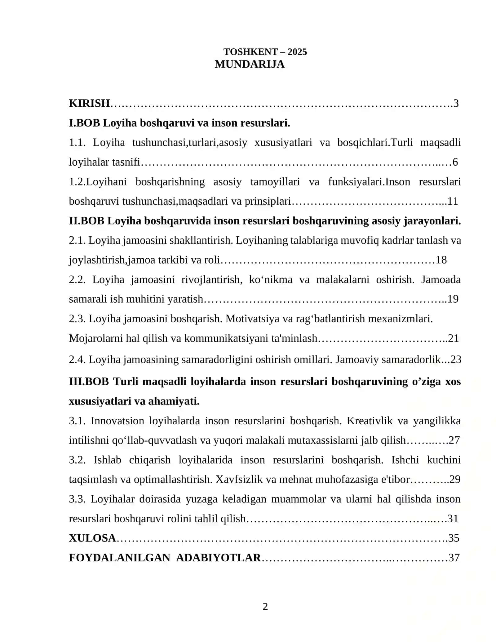 Loyihalarda inson resurslarini boshqarishning muhumligi 2