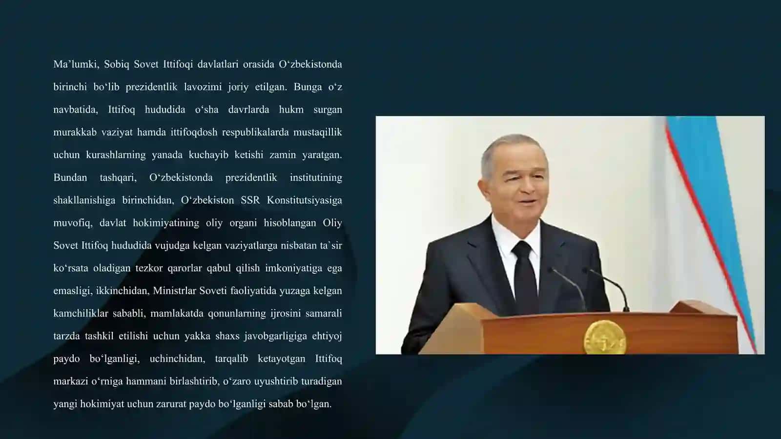 Prezidentlik lavozimini joriy etilishiga tarixiy o‘rni 2