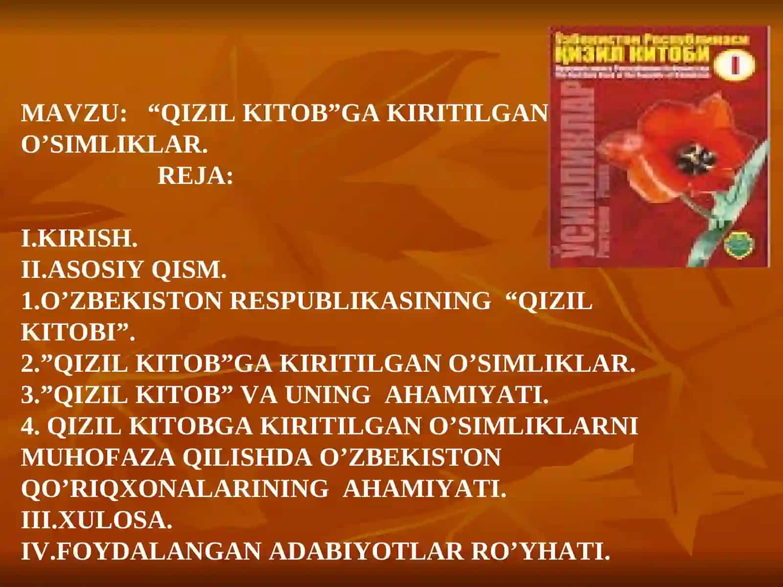 QIZIL KITOBGA KIRITILGAN O’SIMLIKLAR 2