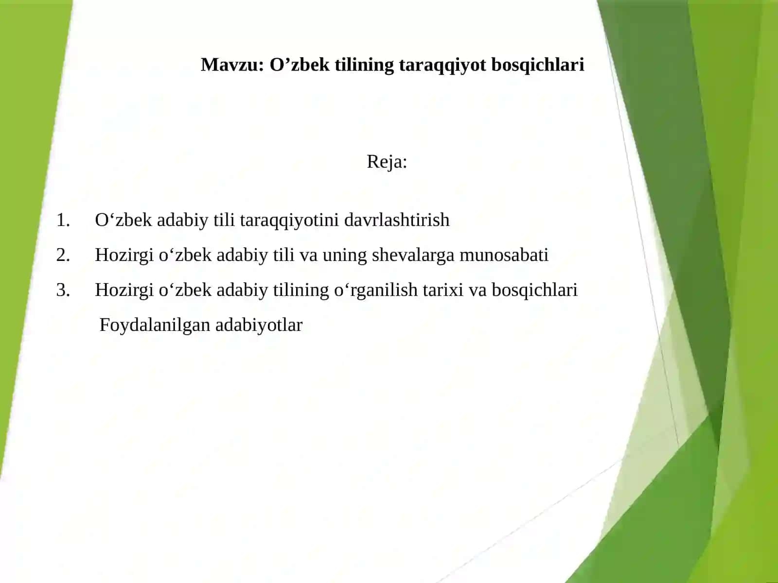 O’zbek tilining taraqqiyot bosqichlari. 2
