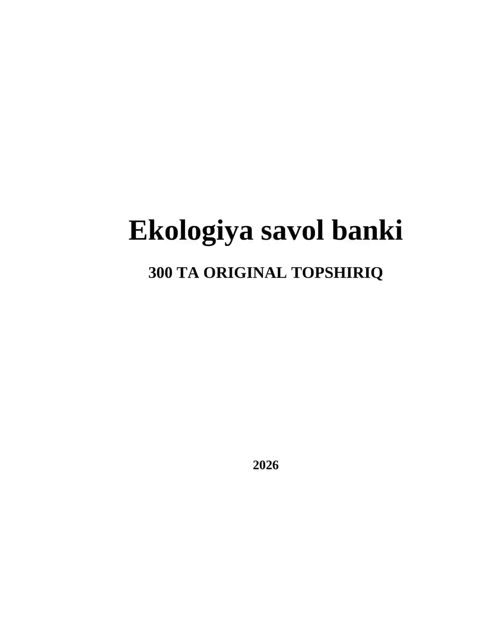 Ekologiya savol banki 2