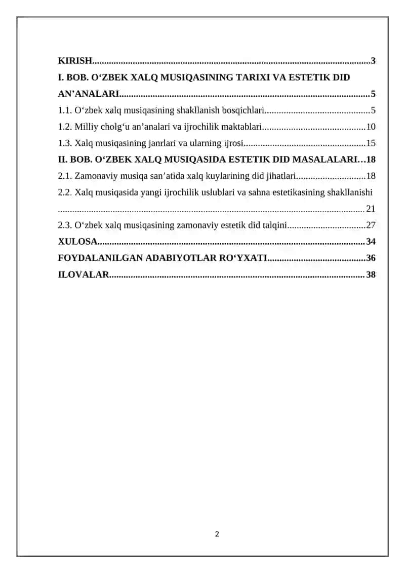 O’zbek xalq musiqasida estetik did masalalari 2