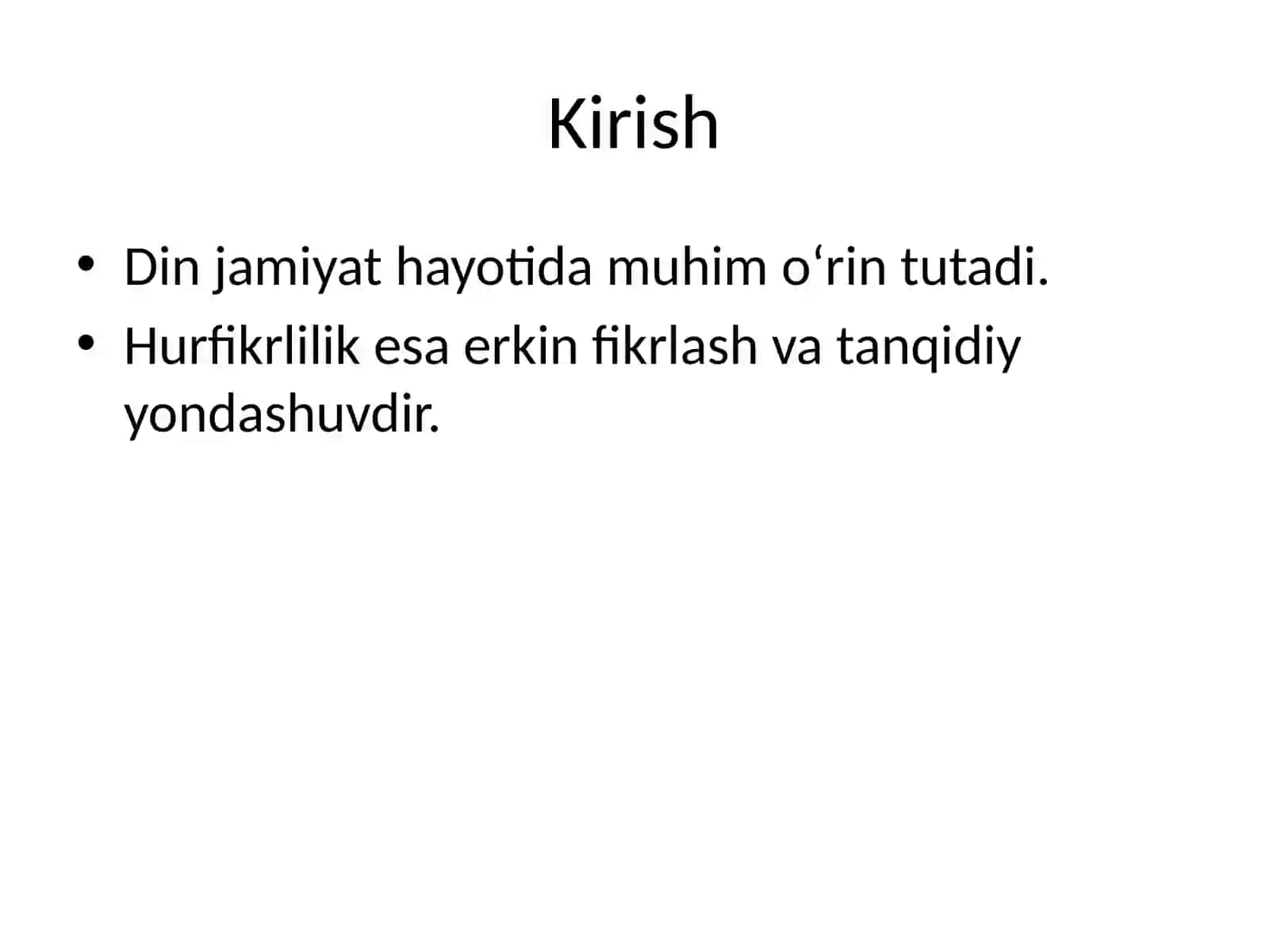 Din va hurfikrlilik 2