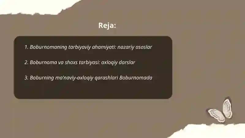 Boburnoma " uning tarbiyaviy ahamiyati 2
