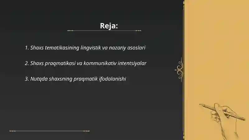 Shaxs tematikasi va praqmatikasi 2