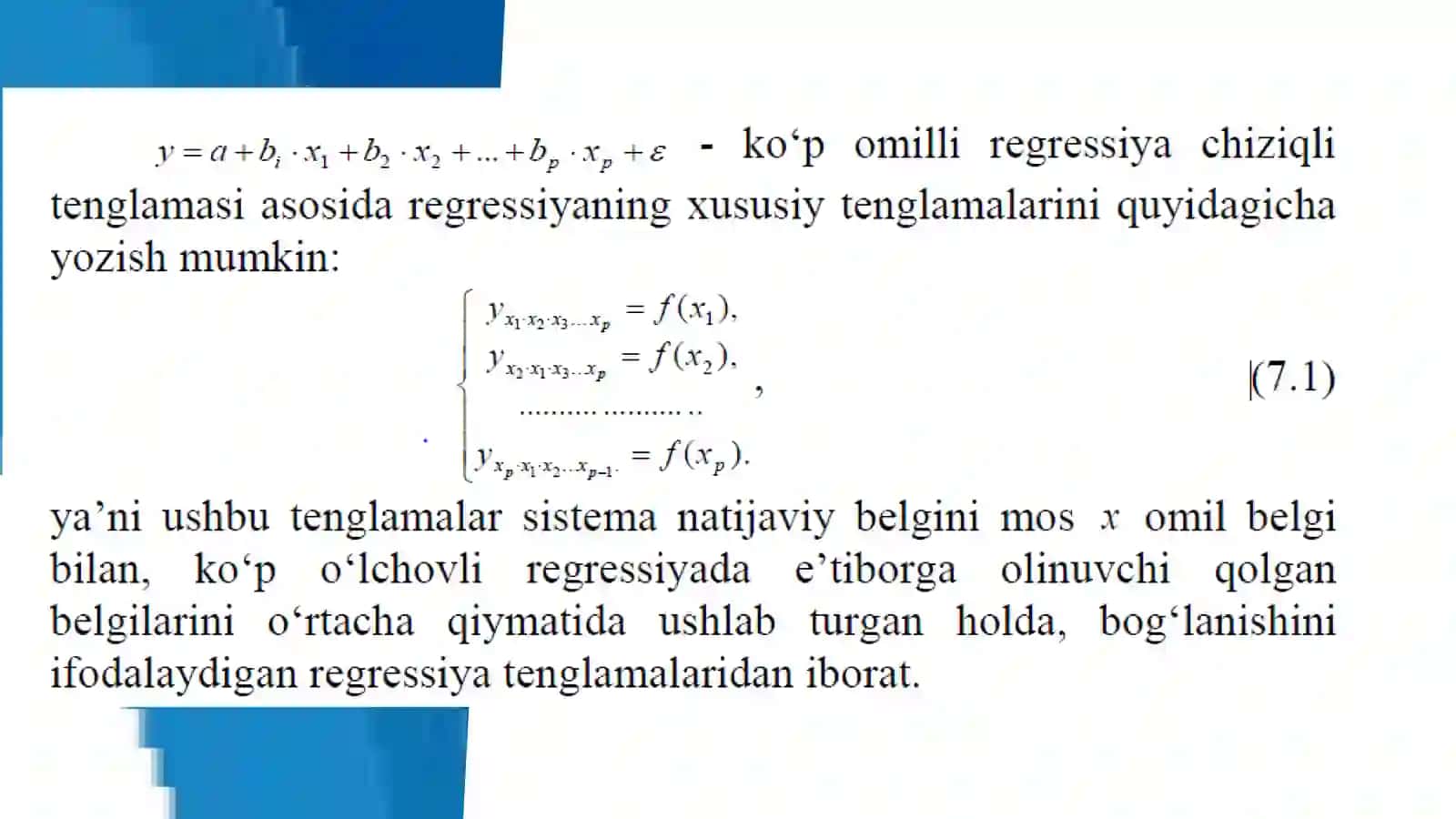 REGRESSIYANING XUSUSIY TENGLAMASI 2