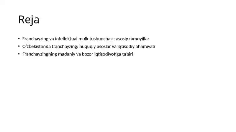 Intellektual mulk sifatida franchising 2