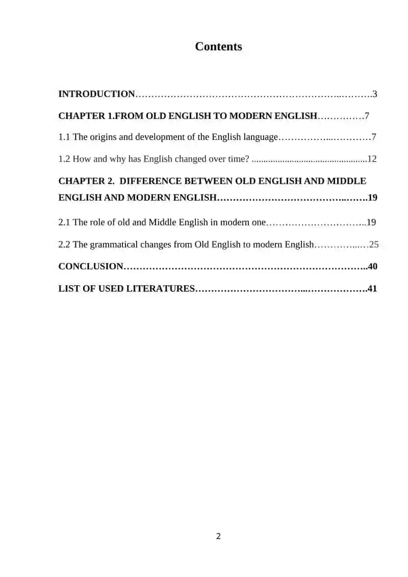 COURSE WORK: HOW SIMILAR IS OLD ENGLISH TO MODERN ENGLISH 2