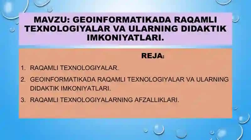 Geoinformatikada raqamli texnologiyalar va ularning didaktik imkoniyatlari 2