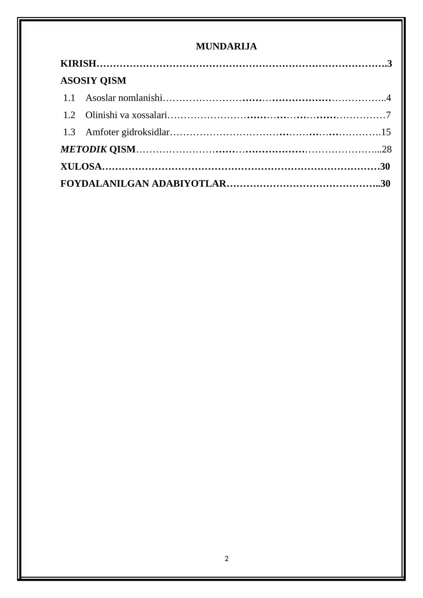 Asoslar. Nomlanishi. Ishqorlar. Olinishi va xossalari. Amfoter gidroksidlar 2