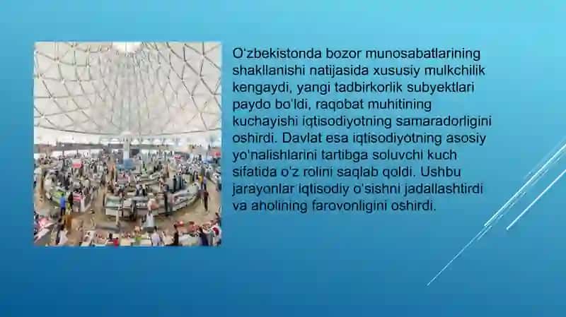 O‘zbekistonda bozor munosabatlarining rivojlanishi 2