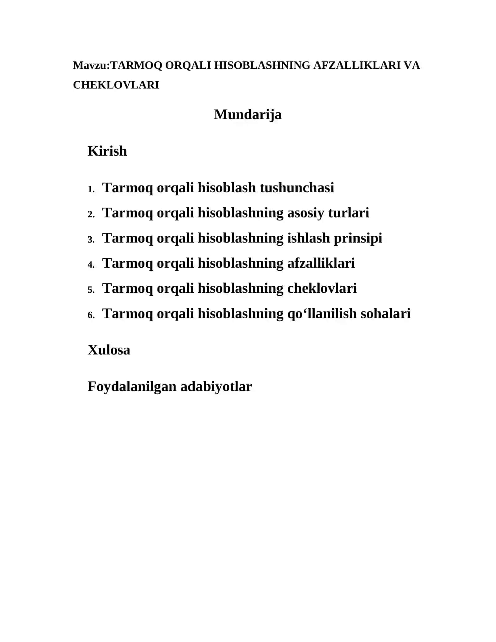 TARMOQ ORQALI HISOBLASHNING AFZALLIKLARI VA CHEKLOVLARI 2