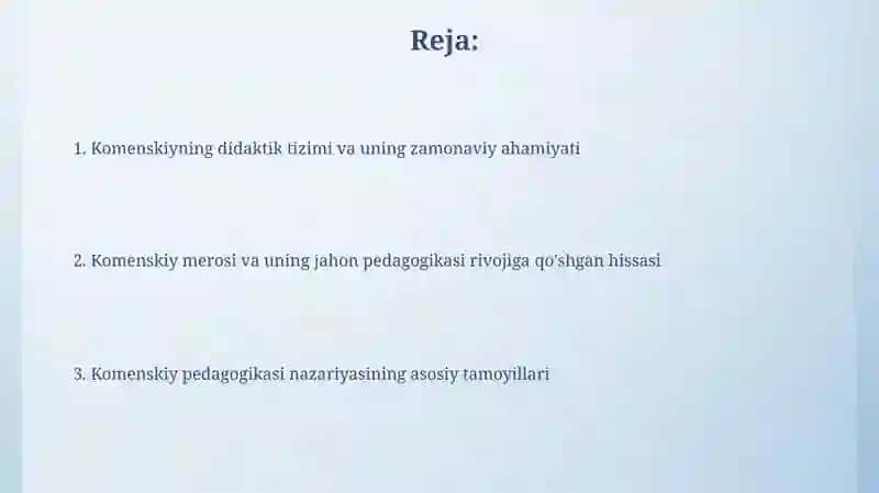 Ya.A.Komenskiyning pedagogik nazariyasi 2