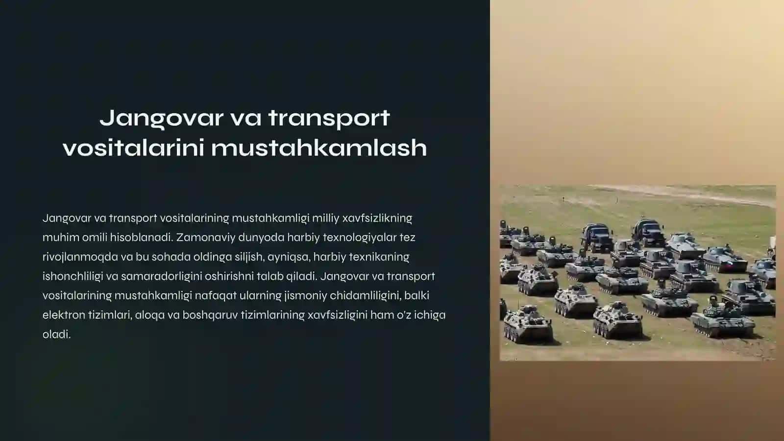 Jangovar va transport vositalarini mustahkamlash 2