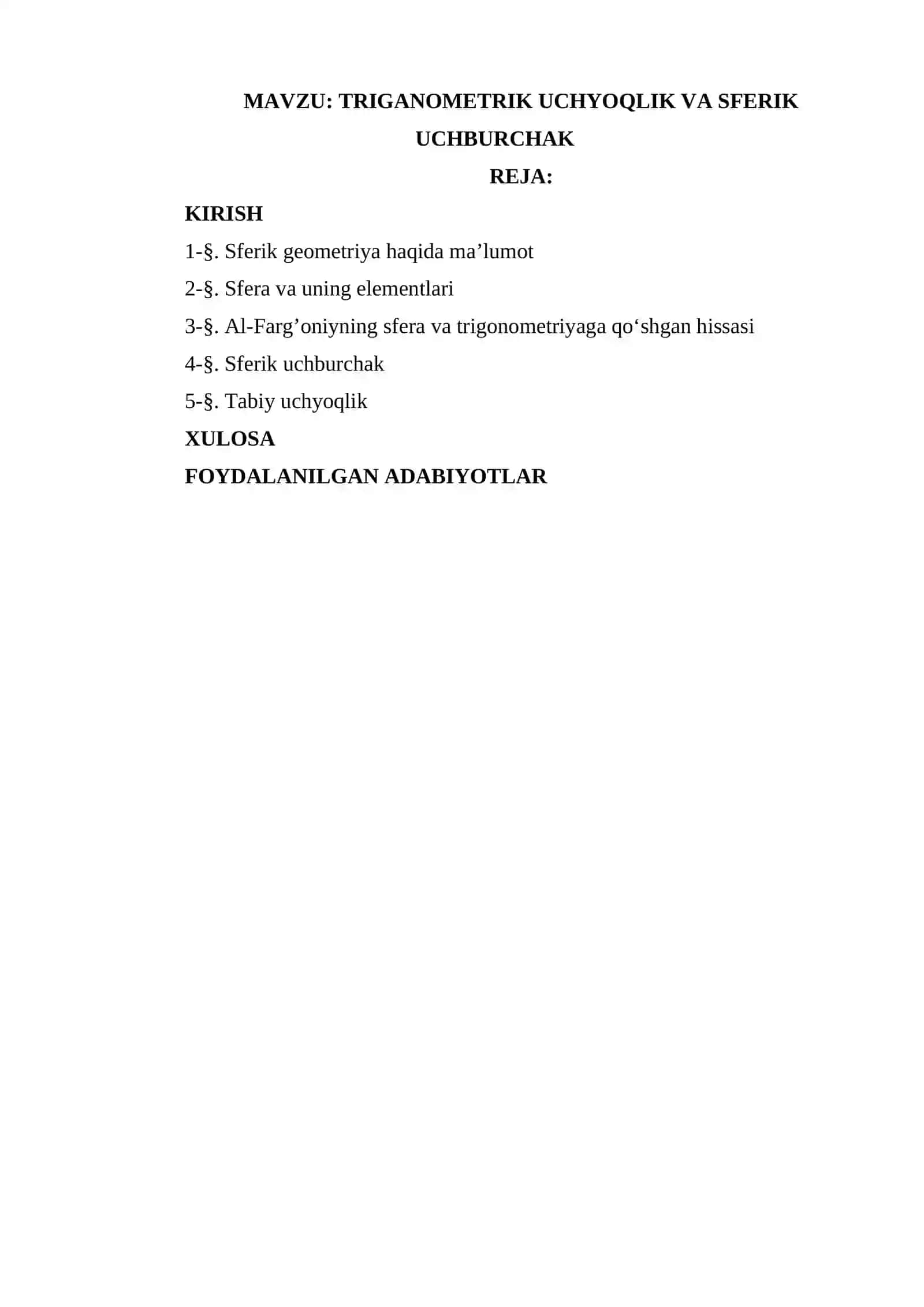 Triganometrik uchyoqlik va sferik uchburchak” 2
