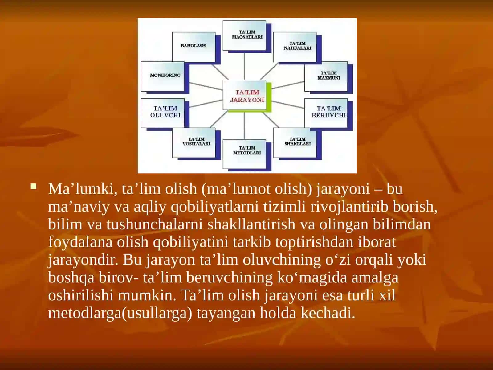 Ta’lim jarayonini samarali tashkil etish yo`llari 2