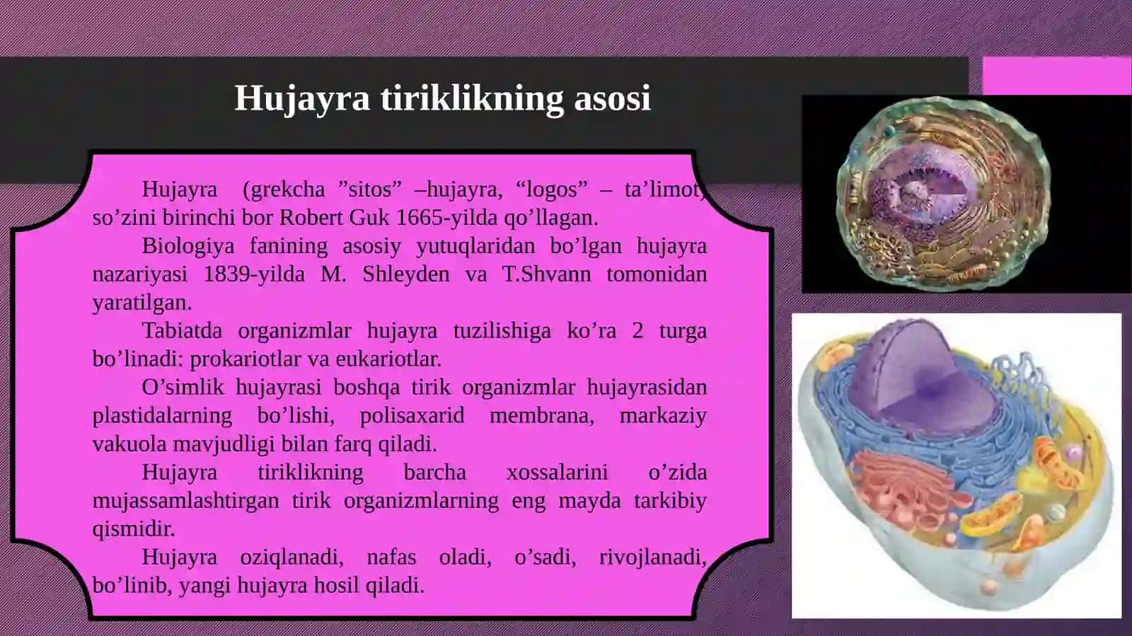 Hujayra tiriklikning asosi 2