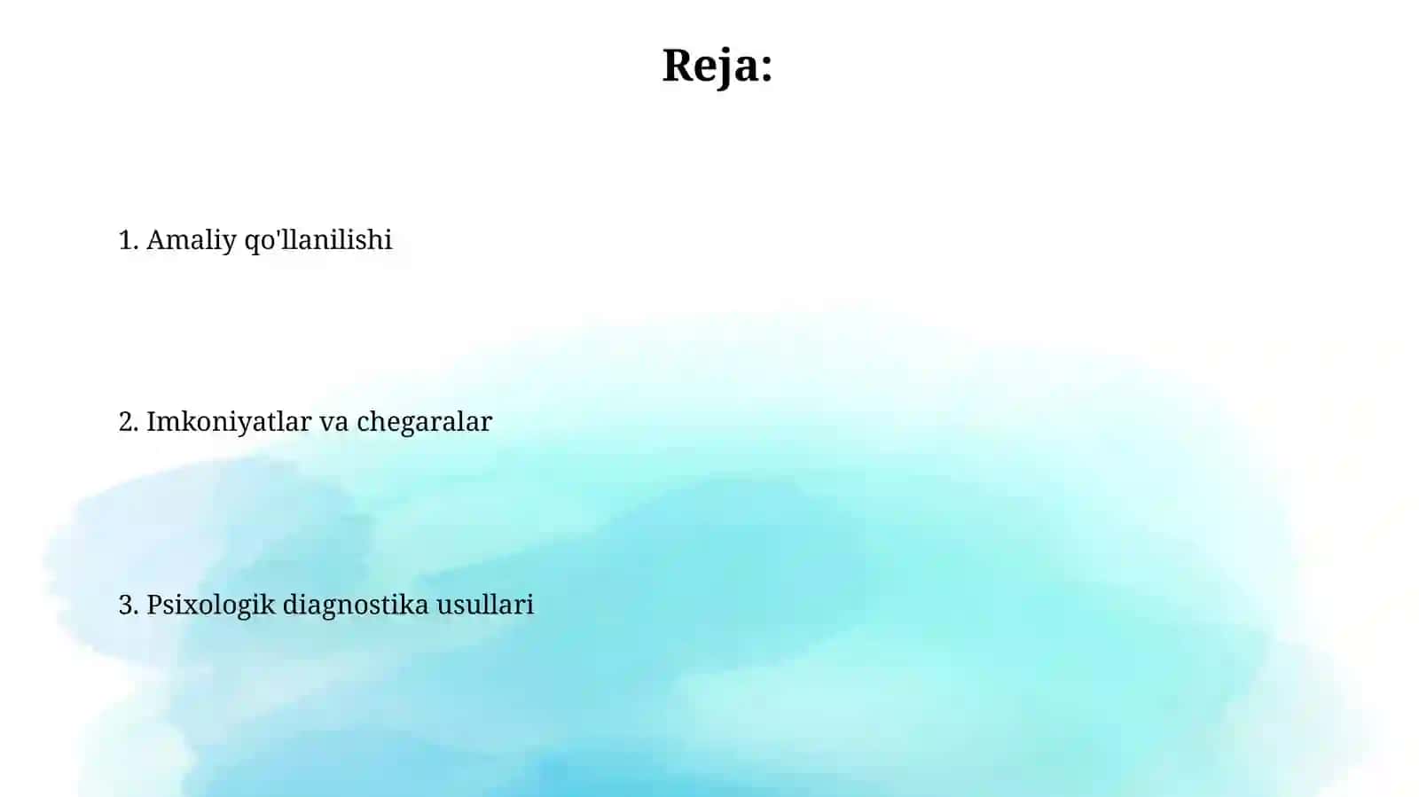 Psixologik diagnostika va ularning imkoniyatlari 2