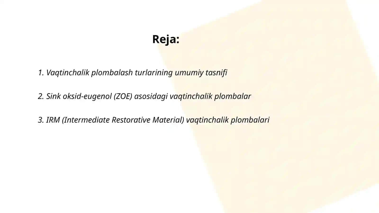 Vaqtinchalik plombalash turlari 2