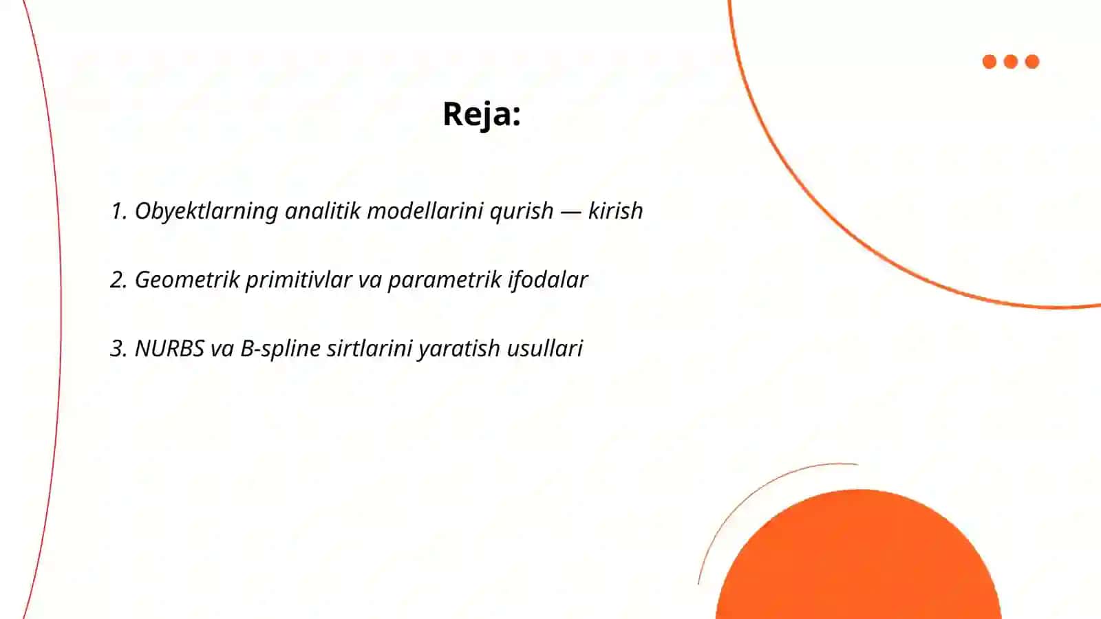 Obyektlarning analitik modellarini qurish usullari 2