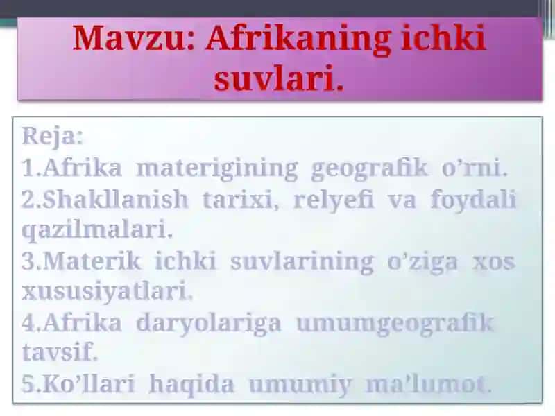 Afrikaning ichki suvlari 2