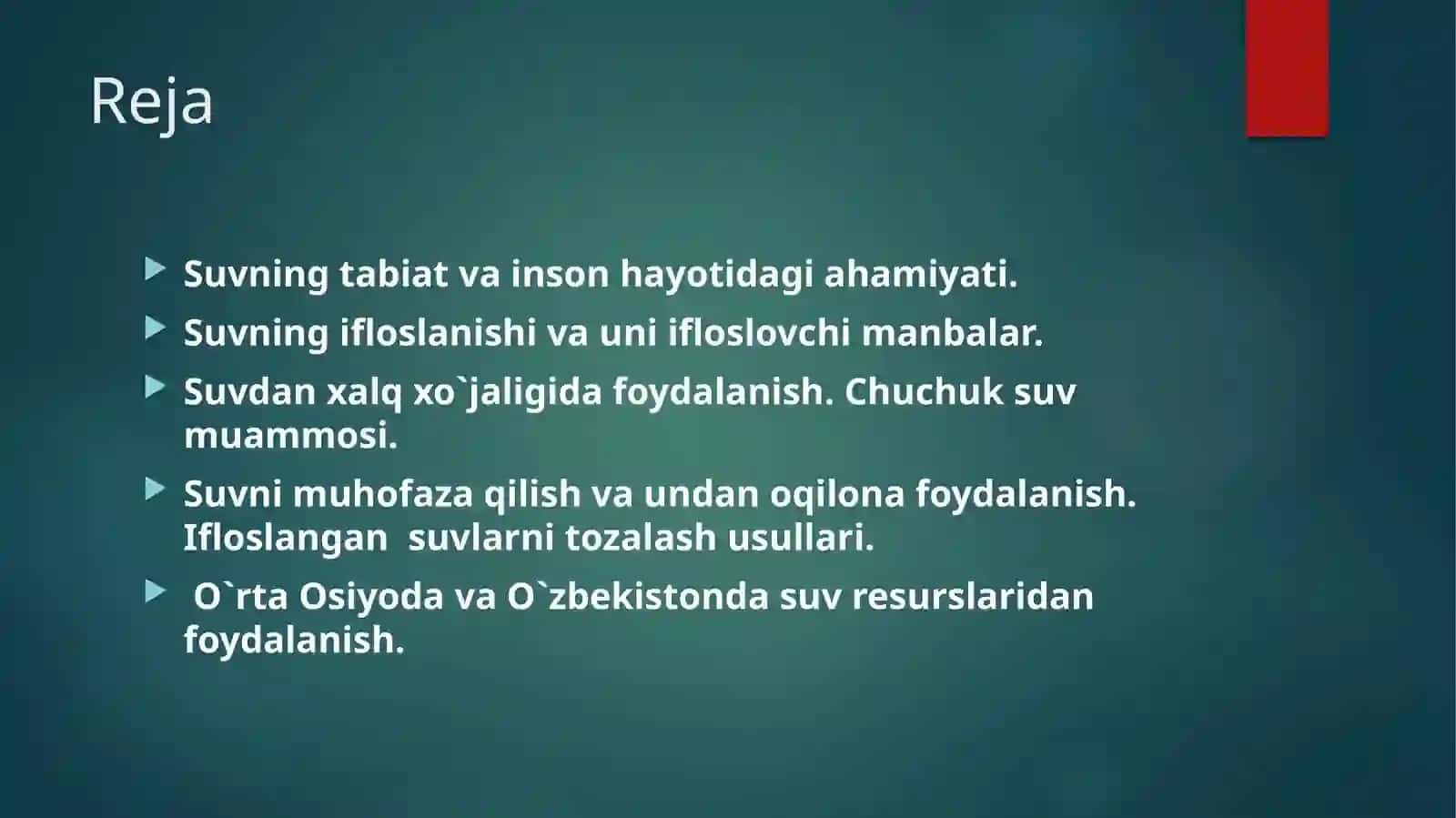 Suvdan foydalanish muammolari 2
