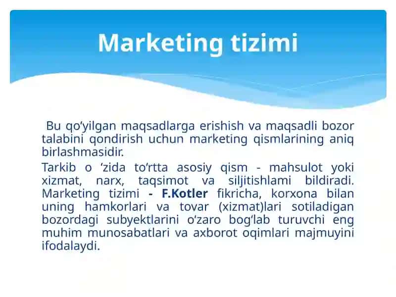 Marketing tizimi va sohasi 2