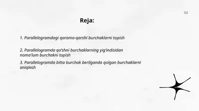 Noma'lum burchaklarni topish 2