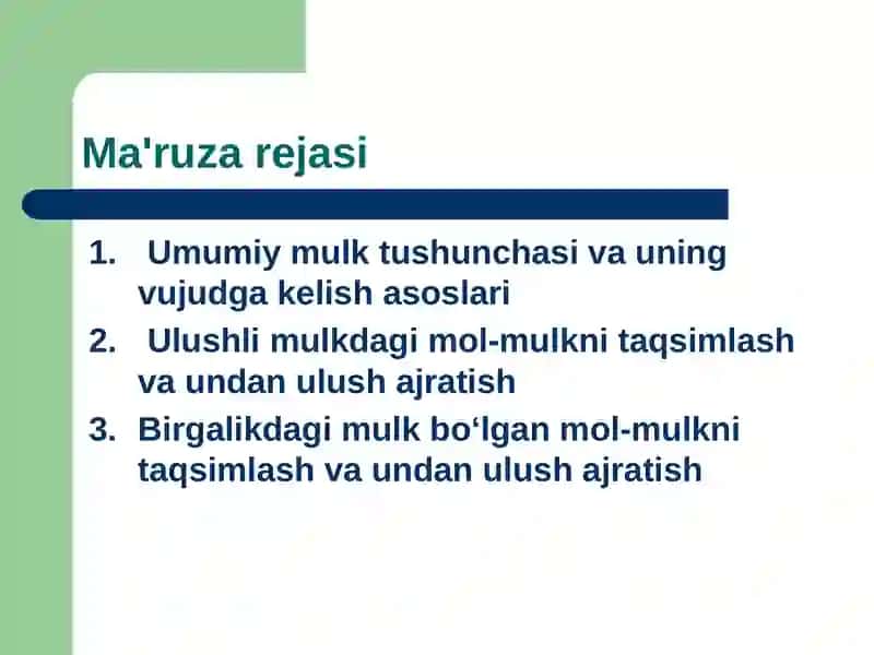 Umumiy mulk huquqi 2