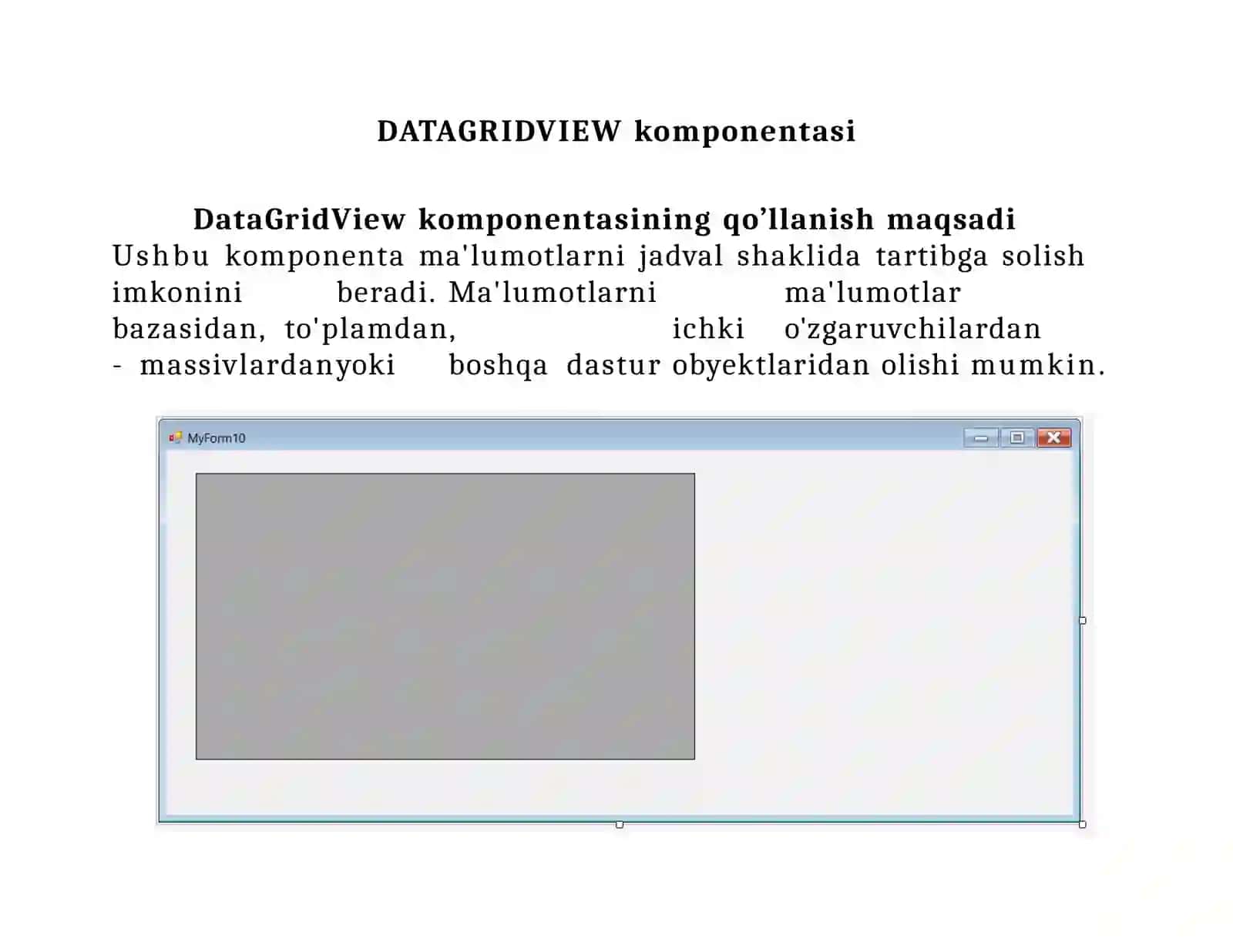 DataGridView komponentasi 2