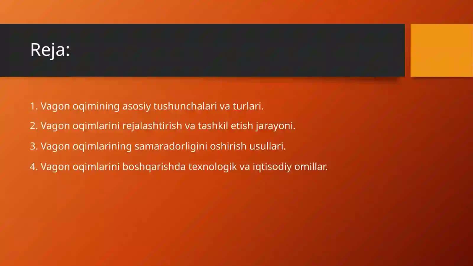 Vagonoqimlarining tashkiliyati va boshqarilishi 2