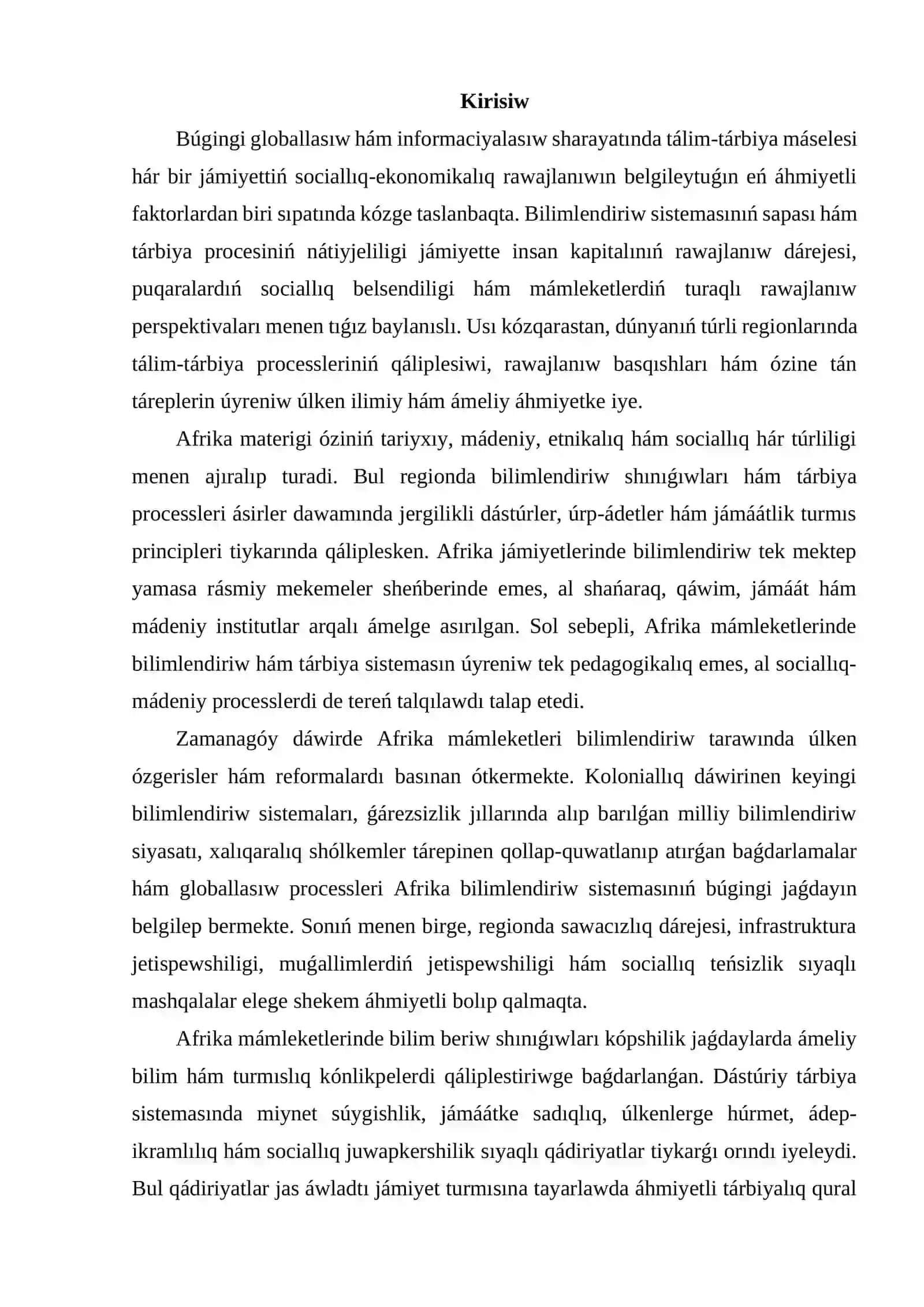 Afrika mámleketlerinde bilimlendiriw shınıǵıwları hám tárbiya processleri 2