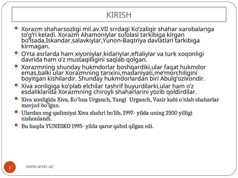Xiva xonligi shaharlari 2