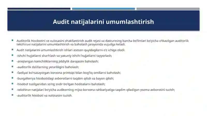 Auditda boshqa auditorlar ishi natijalaridan foydalanish 2