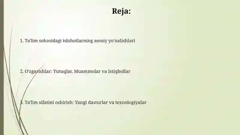 Ta'lim Islohotlarining Asosiy Yo'nalishlari 2