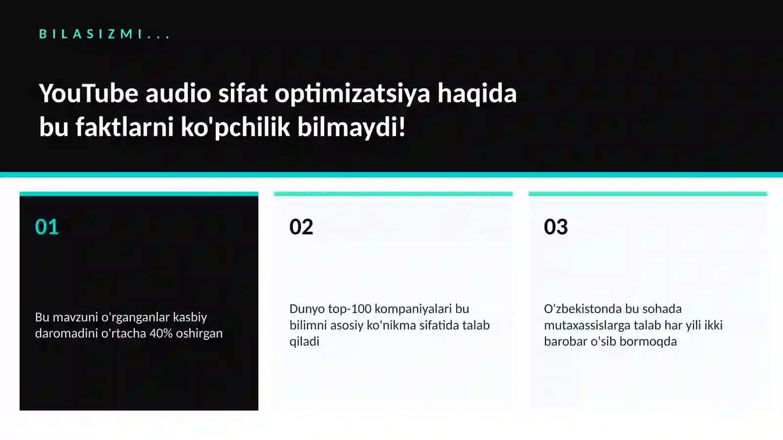 YouTube audio sifat optimizatsiya 2