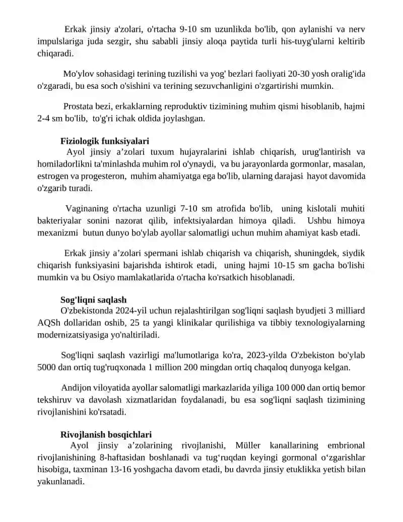 Erkaklarning tanosil a’zolari Ayollarning tanosil a’zolari 2