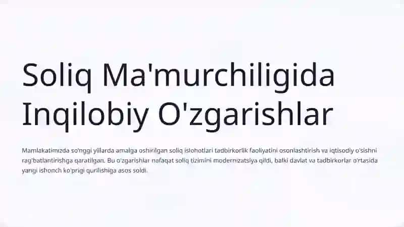 Soliq Ma'murchiligida Inqilobiy O'zgarishlar 2