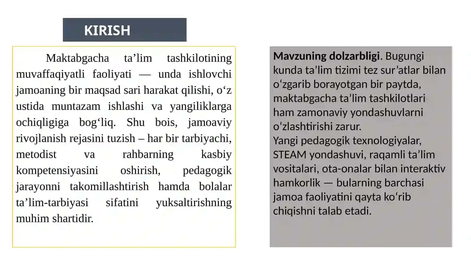 Jamoaviy rivojlanish rejasini tuzish 2